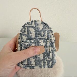Mini Vintage Grey Monogram Backpack Charm Small Bag Keychain Pouch